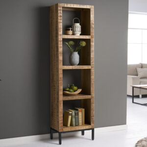 Stevige plank IRON CRAFT 176cm mangohouten boekenkast vier vakken industrieel design - 42375