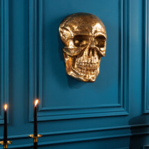 Exclusief wandsculptuur SKULL XXL 40cm gouden decoratieve schedel - 38385