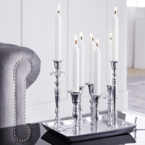 Kandelaar MODERN BAROK 30cm 7-vlammig zilver gepolijst aluminium kandelaar decoratieve plaat - 38067