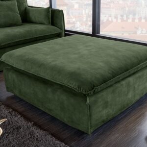 Grote kruk HEAVEN 100cm donkergroen fluweel bankkruk in landelijke stijl wasbare hoes - 40834
