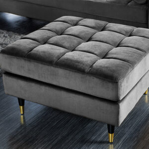 Design kruk COSY VELVET 80cm grijs fluweel gouden poten - 43132