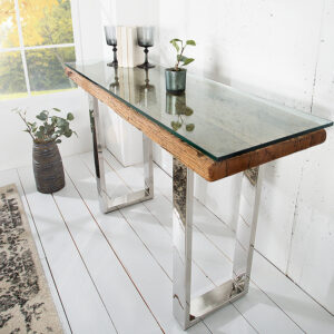 Massieve console BARRACUDA 120cm teak met stalen sledepoten- 36649