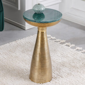 Handgemaakte bijzettafel ELEMENTS 55cm goudgroen marmer rond - 42731