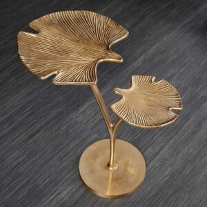 Decoratieve bijzettafel GINKGO LEAFS 50cm goud handgemaakt metaal - 41787