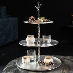 Design taartplateau ABSTRACT 48cm zilver met drie niveaus - 41604