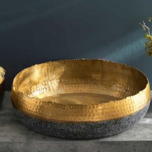 Handgemaakte decoratieve kom ORIENT 52cm goud met patina in klassiek gehamerd ontwerp - 41560