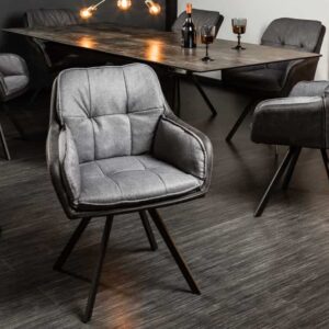 Draaibare designstoel MR. LOUNGER antracietgrijs met armleuning retrostijl - 39301