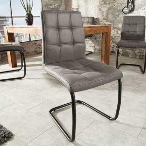 industrieele sledestoel MODENA vintage grijs met decoratieve stiksels - 38616