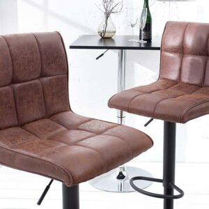 In hoogte verstelbare barkruk MODENA vintage bruine barstoel met voetsteun - 37937