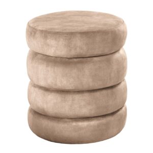 Kruk VOGUE 40cm rond bekleed met opbergruimte velours champagne greige - 48636