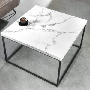 Moderne salontafel ARCHITECTURE 60cm wit marmeren design metalen frame - 44762