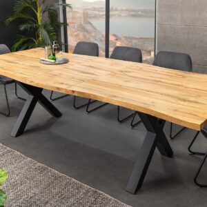 Uitschuifbare eettafel WILD 160-200cm bruin wild eiken design zwarte boomrand - 45078