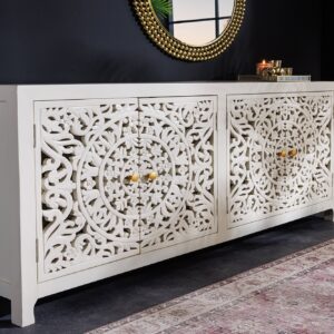 Massief dressoir MARRAKECH 170cm wit mangohout met decoratie handgemaakt - 43852