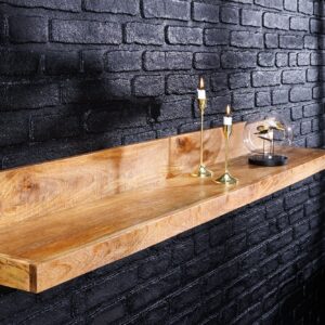 Massieve wandplank MAKASSAR 110 cm naturel mangohout handgemaakt - 44742