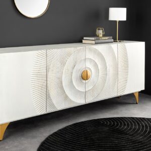 Handgemaakt dressoir GOLDEN SUNSET 180 cm witgouden mangohouten metalen poten - 45642