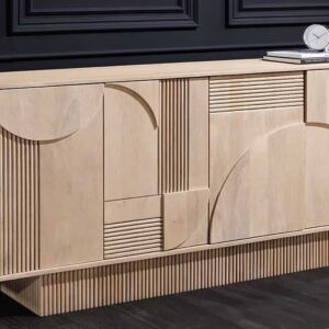 Design dressoir ART DECO 170 cm wit gelimineerd massief mangohout 3D front - 44060