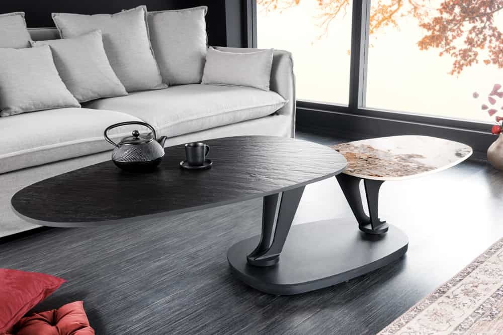 Design salontafel MOVEMENT Zwarte ronde draaibare Pandora keramische metalen frame - 44234