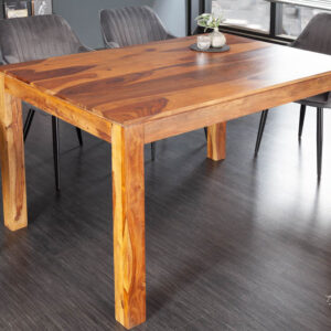 Massief houten eettafel PURE 135 cm bruin sheeshamhout met een unieke nerf - 43752