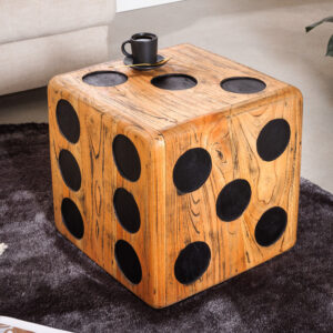 Massieve kubuskruk CUBE 41cm naturel Mindiholz bijzettafel stapelbaar - 41811