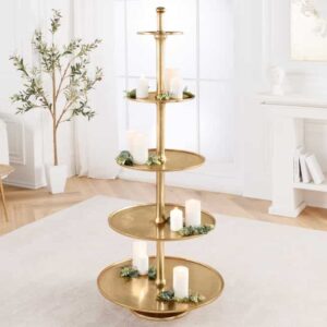 Design XXL taartplateau ABSTRACT 150cm goud metaal met vijf verdiepingen handgemaakt - 43500