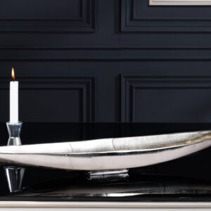 Handgemaakte decoratieve kom SILVER LEAF 80cm zilver aluminium - 42723