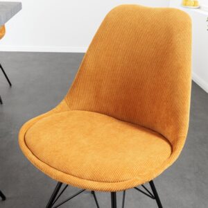 Design stoel SCANDINAVIA MEESTERSTUK mosterdgeel koord zwart metalen poten - 43697