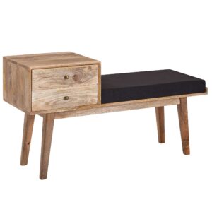 Bank stof zwart 120 cm lang - WL6.485