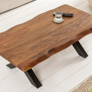 Massief houten salontafel MAMMUT 110 cm acaciaboomrand honingafwerking 3,5 cm tafelblad - 6539739