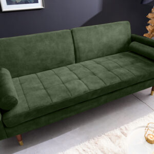 Moderne slaapbank COUTURE 196cm groene microvelours 3-zits slaapbank functie incl. Kussen - 42493