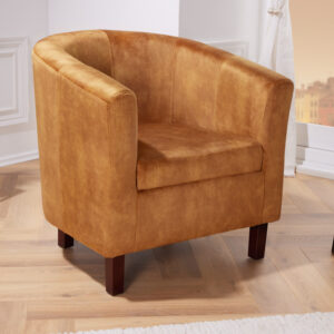Design loungestoel HEMINGWAY mosterdgeel fluwelen armleuningen cocktailstoel - 43892