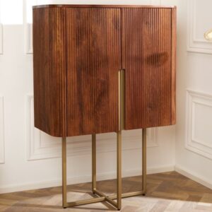 Design Dressoir GATSBY 125cm bruin mat goud Mangoholz Retro - 43335