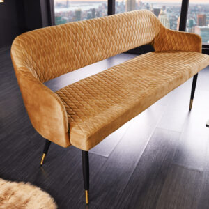 Design bank PARIS 160cm mosterdgeel fluwelen retro rugleuning - 43681