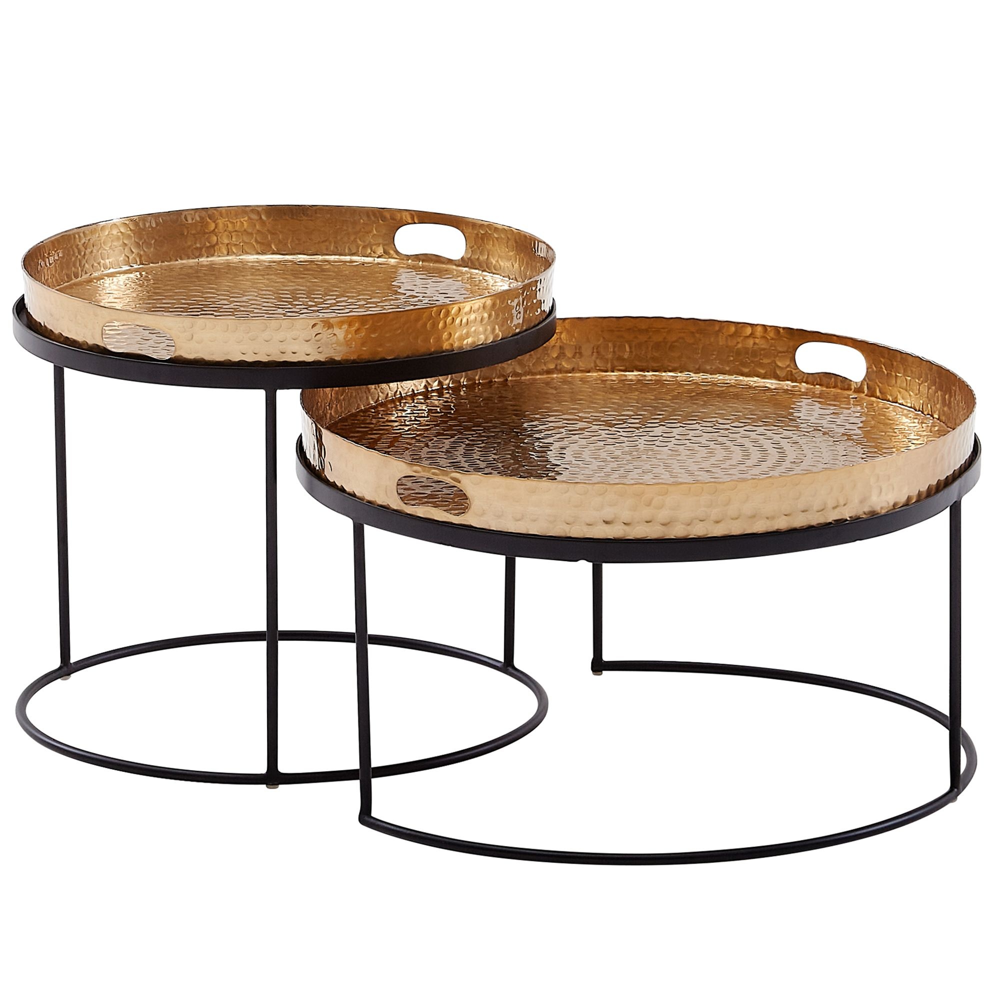 Bijzettafelset metaal zwart rond 56 cm - WL6.461