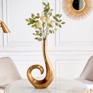 Moderne vaas WAVE 47cm goud aluminium gepolijst decoratie - 41567