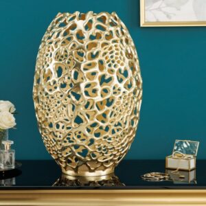 Filigrane Design Vaas ABSTRACT BLAD goud 50cm Handarbeit - 43218
