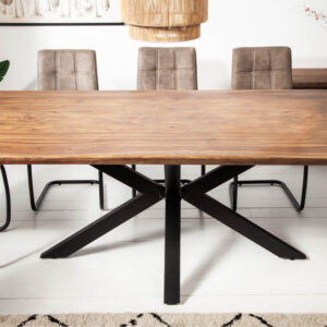 Massief houten eettafel GALAXIE 200cm steenafwerking Sheesham Industrieel Design - 43447