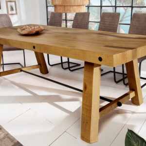 Massieve eettafel FINCA 240cm vintage bruin gerecycled grenenhout industrieel design - 43566