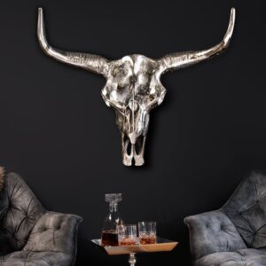 Design schedel MATADOR 70cm zilver aluminium wanddecoratie - 19009