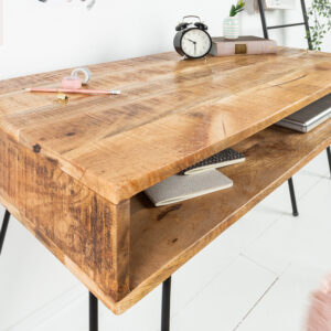 Massief bureau SCORPION 100 cm natuurlijke mangohouten haarspeldpoten - 38945