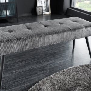 Design bank BOUTIQUE 100cm donkergrijs koord zwart metalen poten - 43316