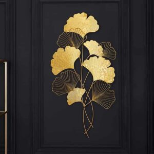 Elegante wanddecoratie GINKGO 110cm goud in filigrane bladvorm - 41272