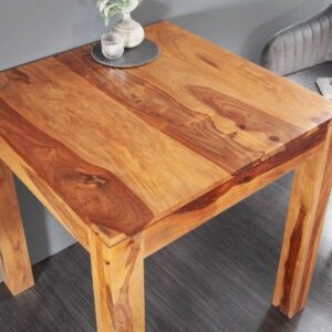 Massief houten eettafel PURE 70cm bistrotafel met natuurlijke Sheesham steenafwerking vierkant - 36746