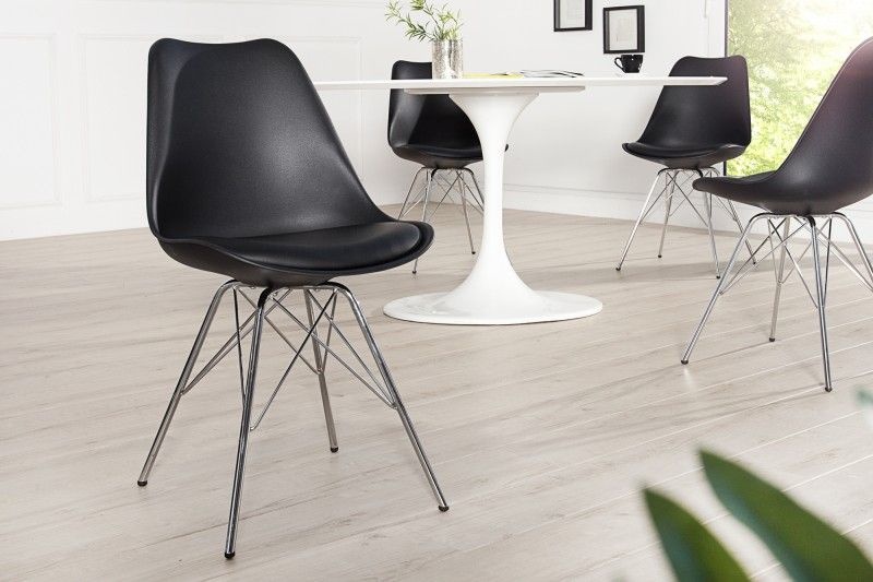 Retro stoel SCANDINAVIA MEESTERSTUK zwart chroom frame - 36185