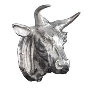 Extravagante wanddecoratie van een stierenkop TORERO 65cm zilveren decoratieve schedel - 17372