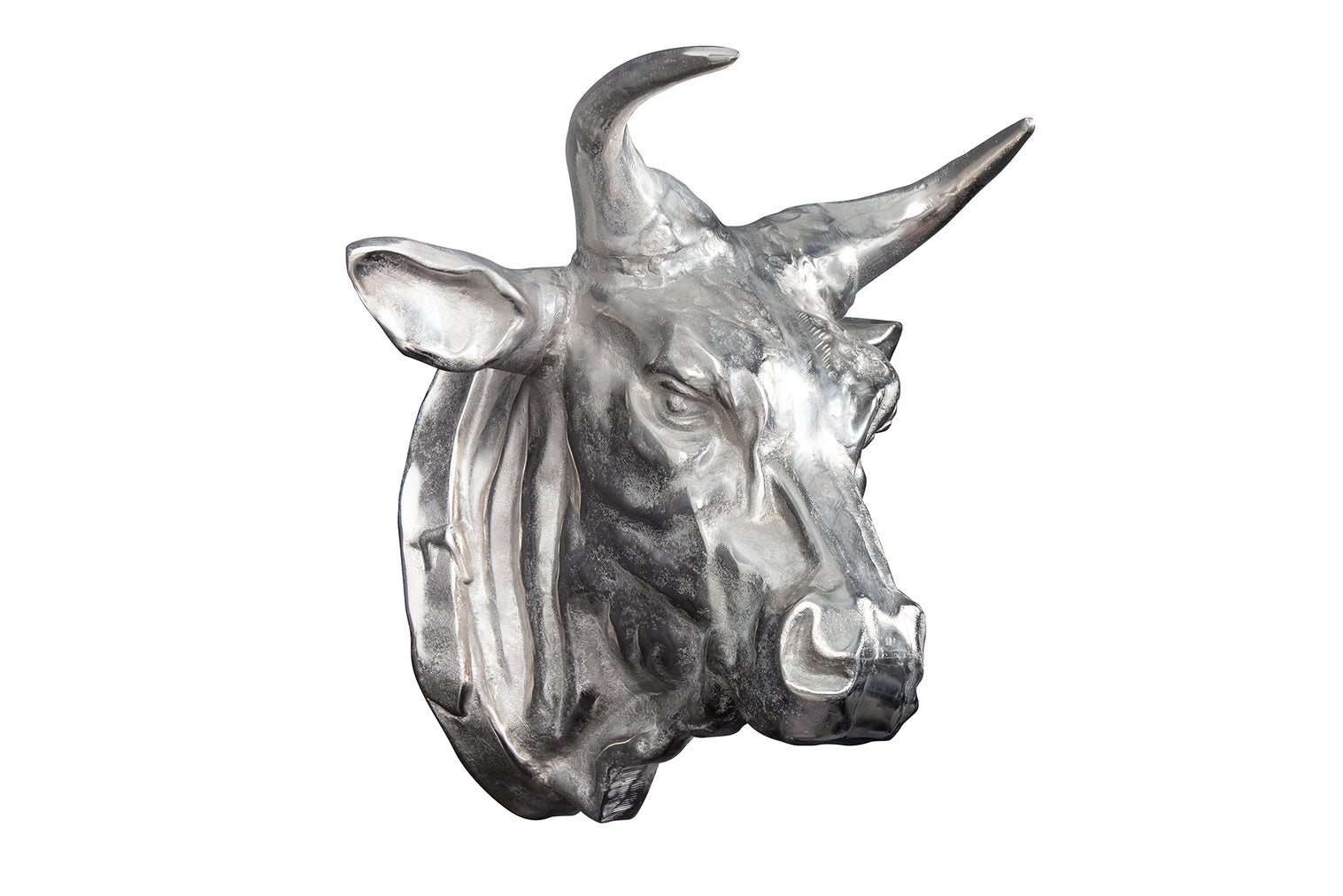 Extravagante wanddecoratie van een stierenkop TORERO 65cm zilveren decoratieve schedel - 17372