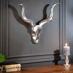 Moderne wanddecoratie STYLE ROCKS 50cm zilver gewei - 8914