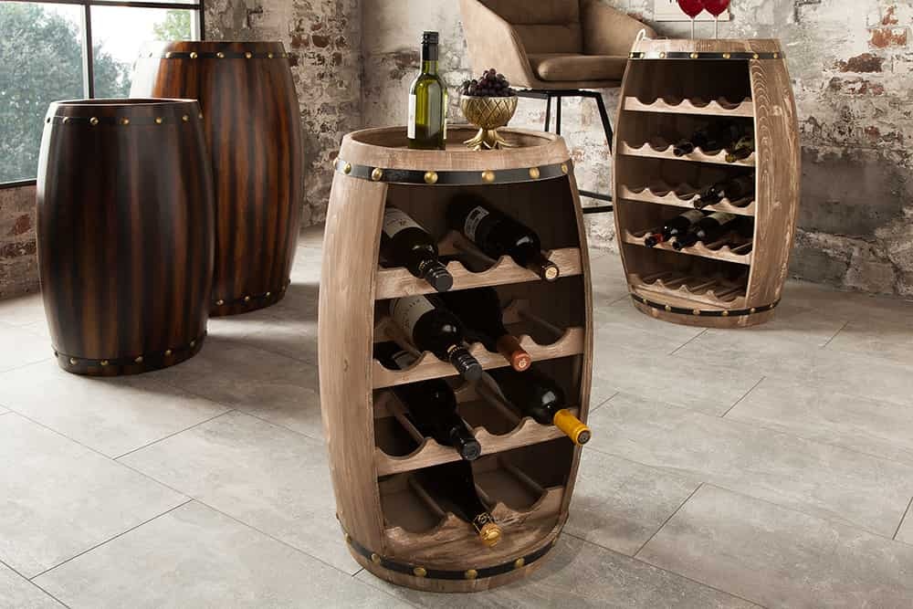 Authentiek wijnrek BODEGA 60cm naturel grenen wijnvat Shabby Chic - 38964