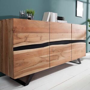Massief dressoir AMAZONAS 150 cm acacia metalen boomrand - 38331