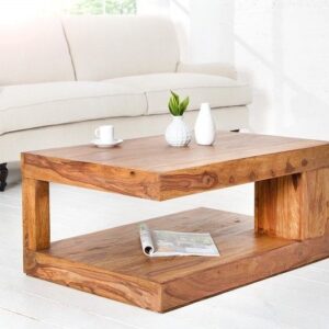 Massieve salontafel van kostbaar hout GIANT L 90 cm Sheesham Stone Finish - 37438