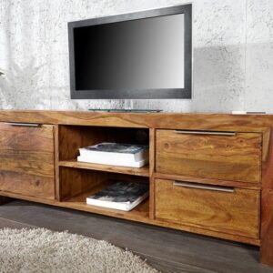 Massief tv-meubel PURE 135cm Sheesham steenafwerking lowboard palissanderhout - 22684